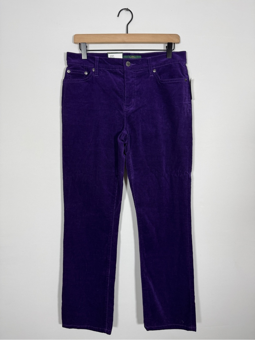 WP49 {Ralph Lauren} "Classic Straight" Petite Purple Corduroy Straight Leg Pants
